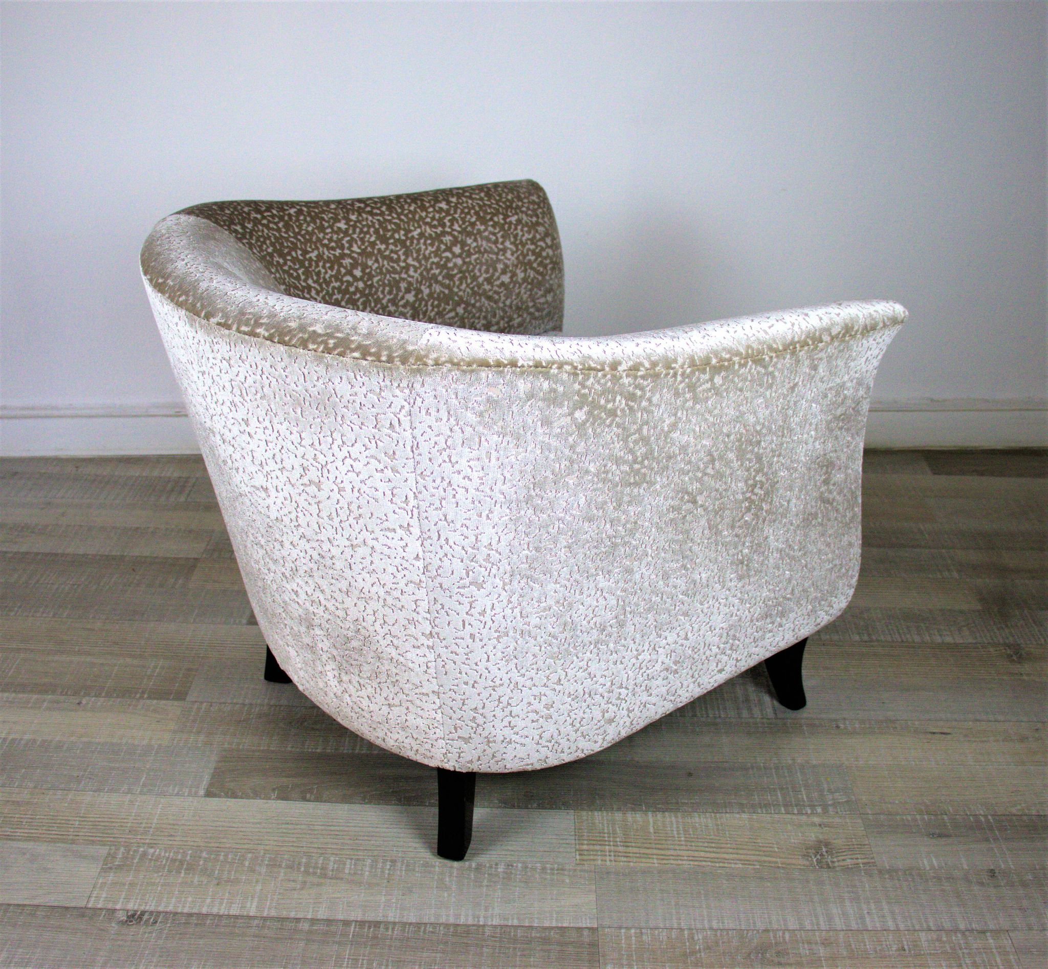 Vintage Club Chair in Beige Velvet, 1930s, Set of 2