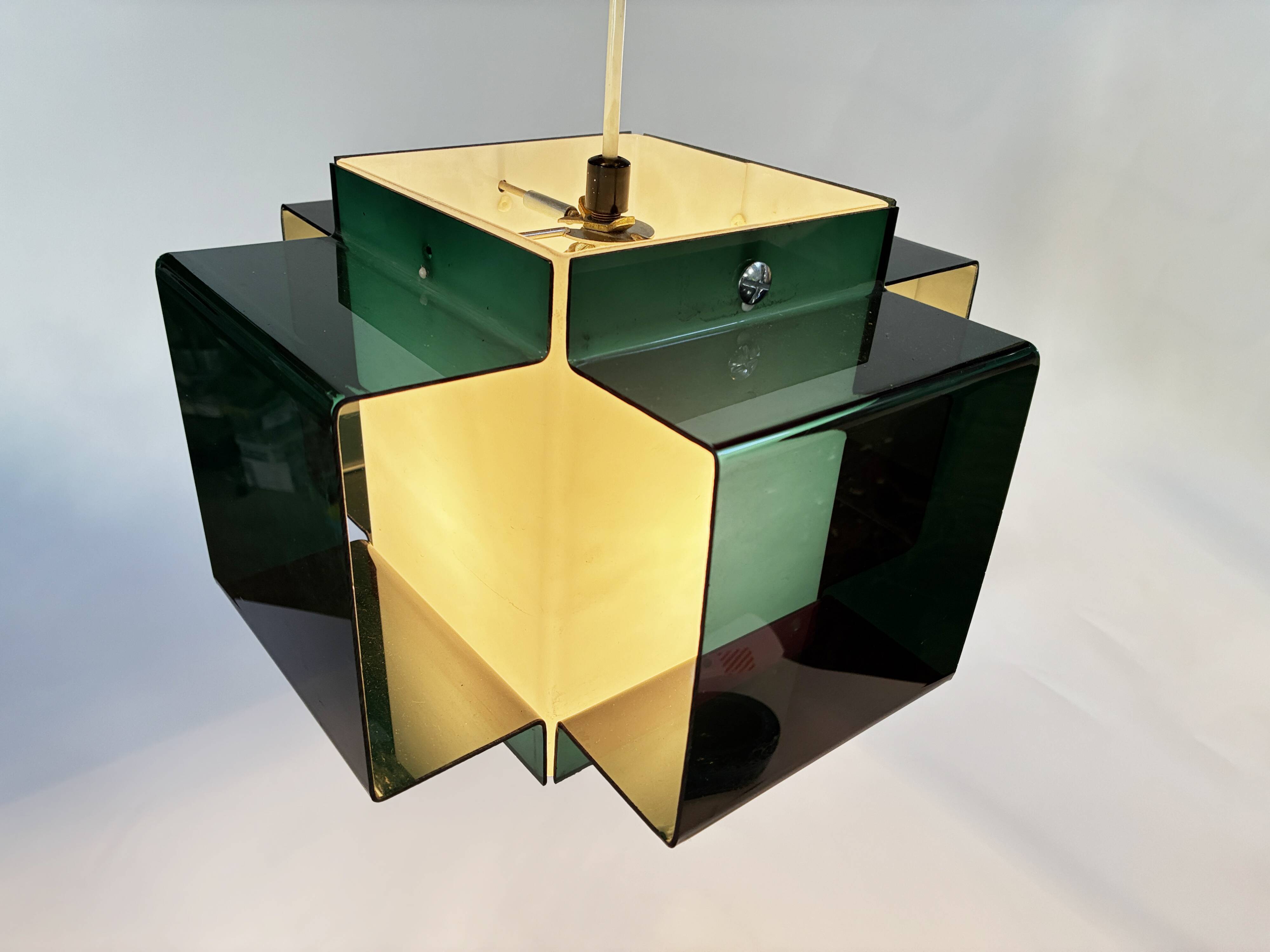 Vintage Pendant • Two-Coloured Acrylic • 1970