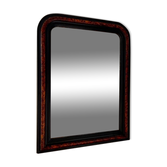 Trumeau Louis Philippe mirror 1886 in black stucco and elm magnifying glass effect ☐ 72.5 x 54 cm