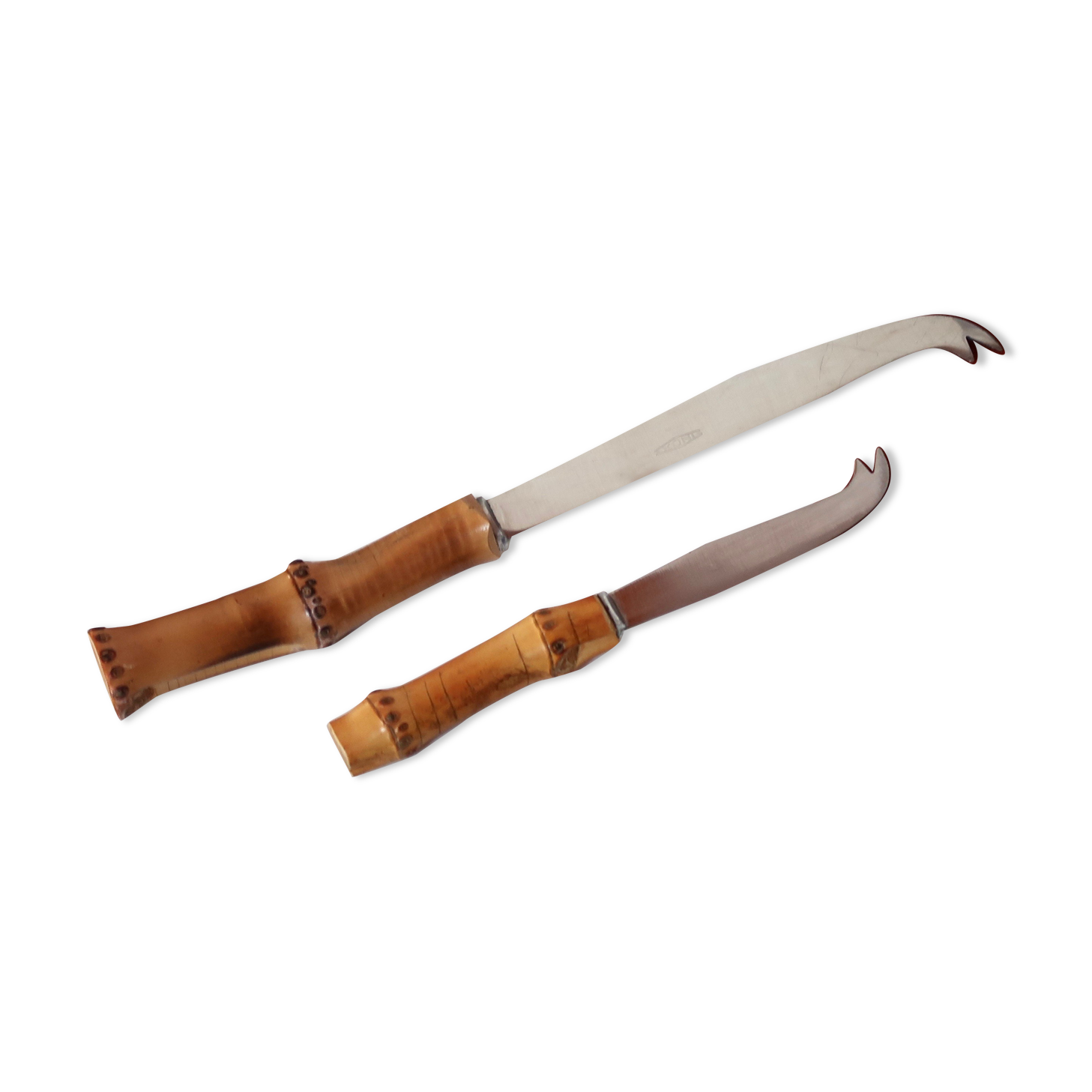 Set of cheese knives with bamboo handle, 60s