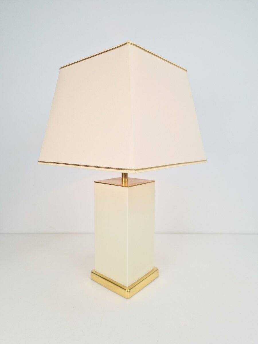 Vintage Brass and Cream Table Lamp from Maison Charles, 1970s
