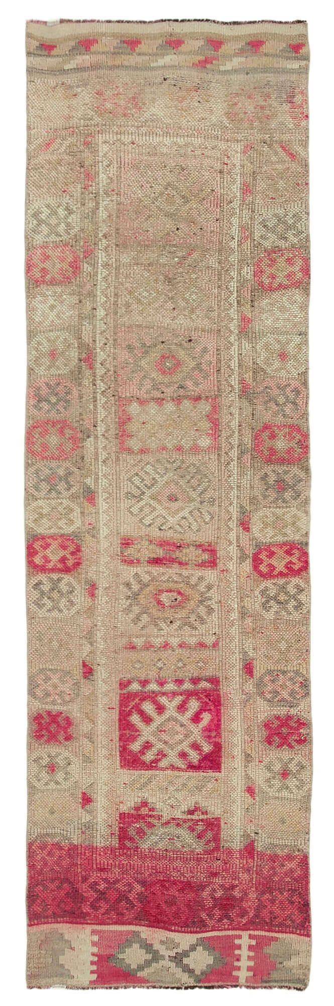 Handwoven one-of-a-kind anatolian beige runner rug 80 cm x 283 cm