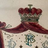 Tableau ancien, blason peint à la main, armoiries, XIXème