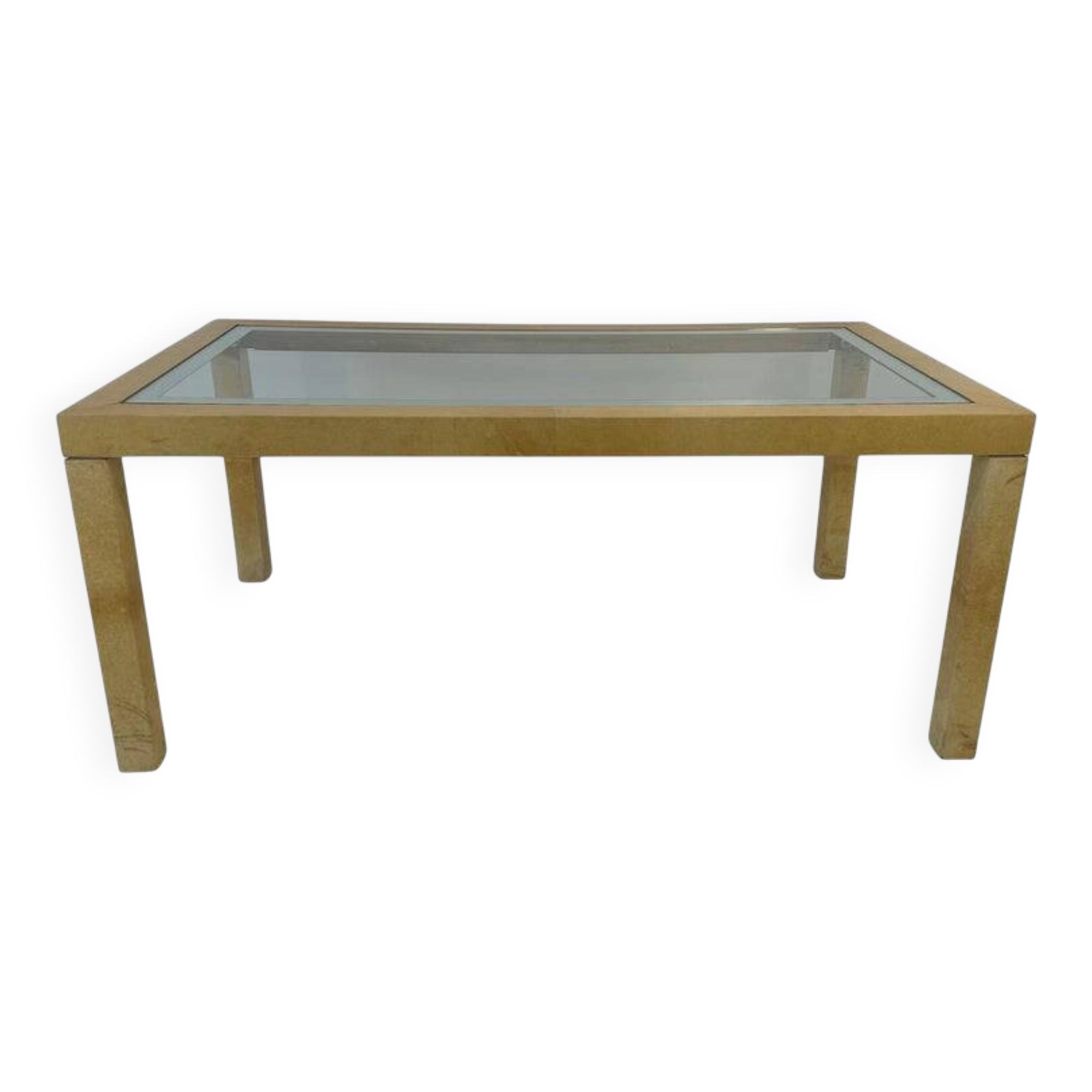 Italian Table Parchment and Glass, Attr. Aldo Tura, 1970s