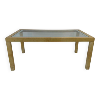 Italian Table Parchment and Glass, Attr. Aldo Tura, 1970s