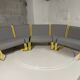 Modular tubular bench in yellow & grey fabric