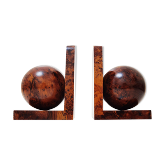 Pair of art deco book greenhouses in polished magnifying glass wood