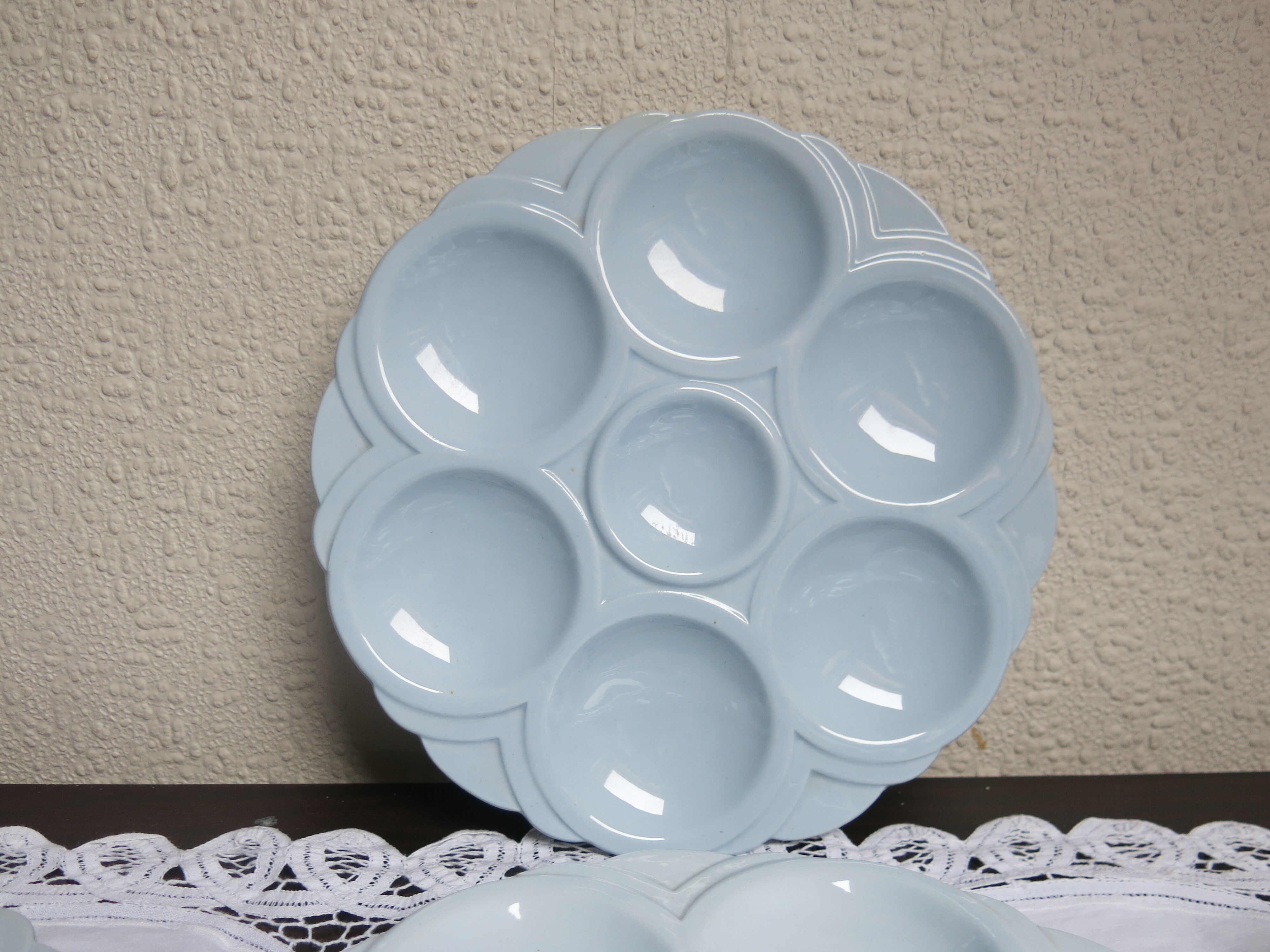 4 plates with blue oyster Sarreguemines