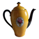 Théière jaune et noire, médaillon floral, porcelaine Deuschland, 1920 env