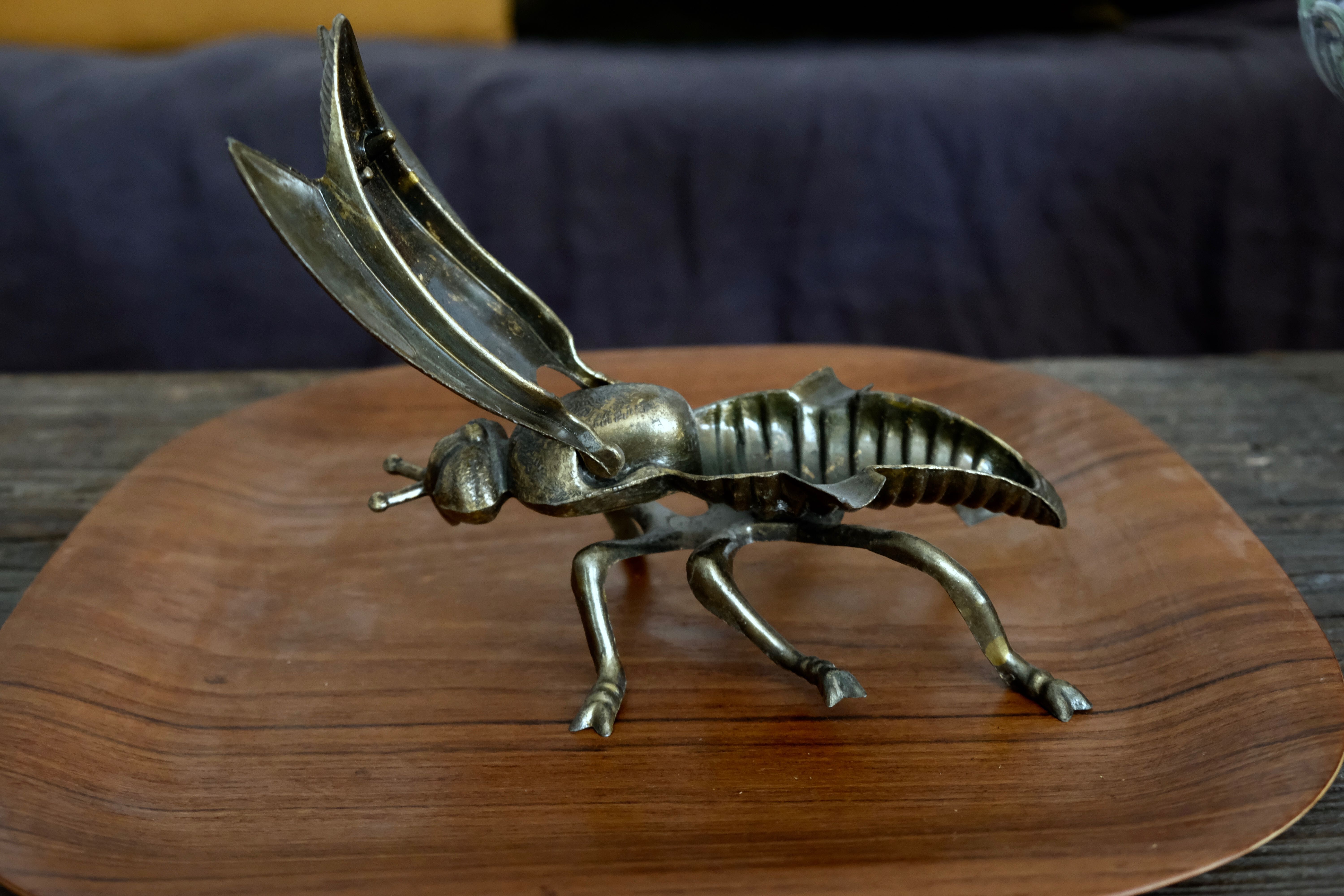 Vintage brass fly ashtray 1970