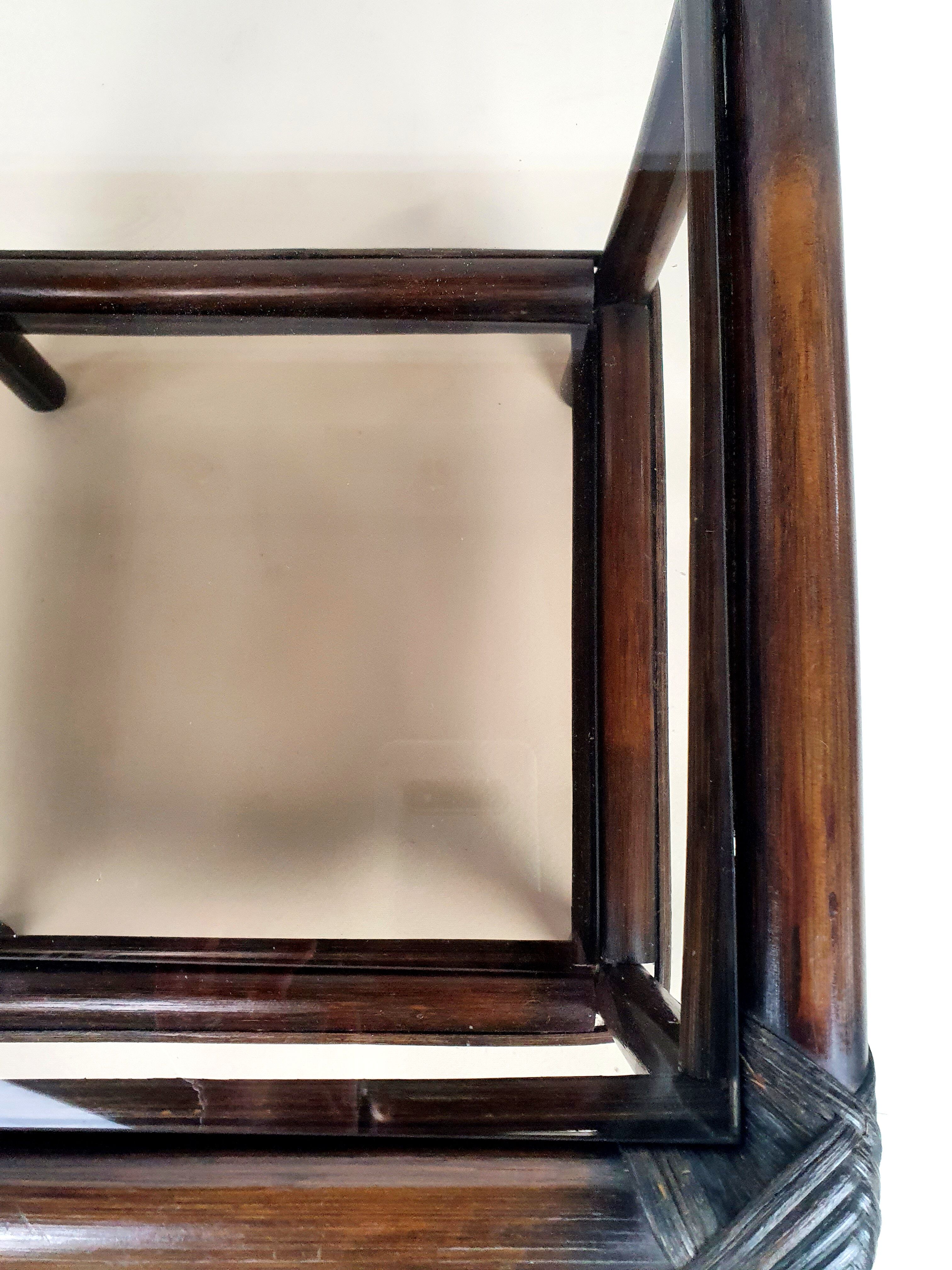 Rattan bedside and smoked glass