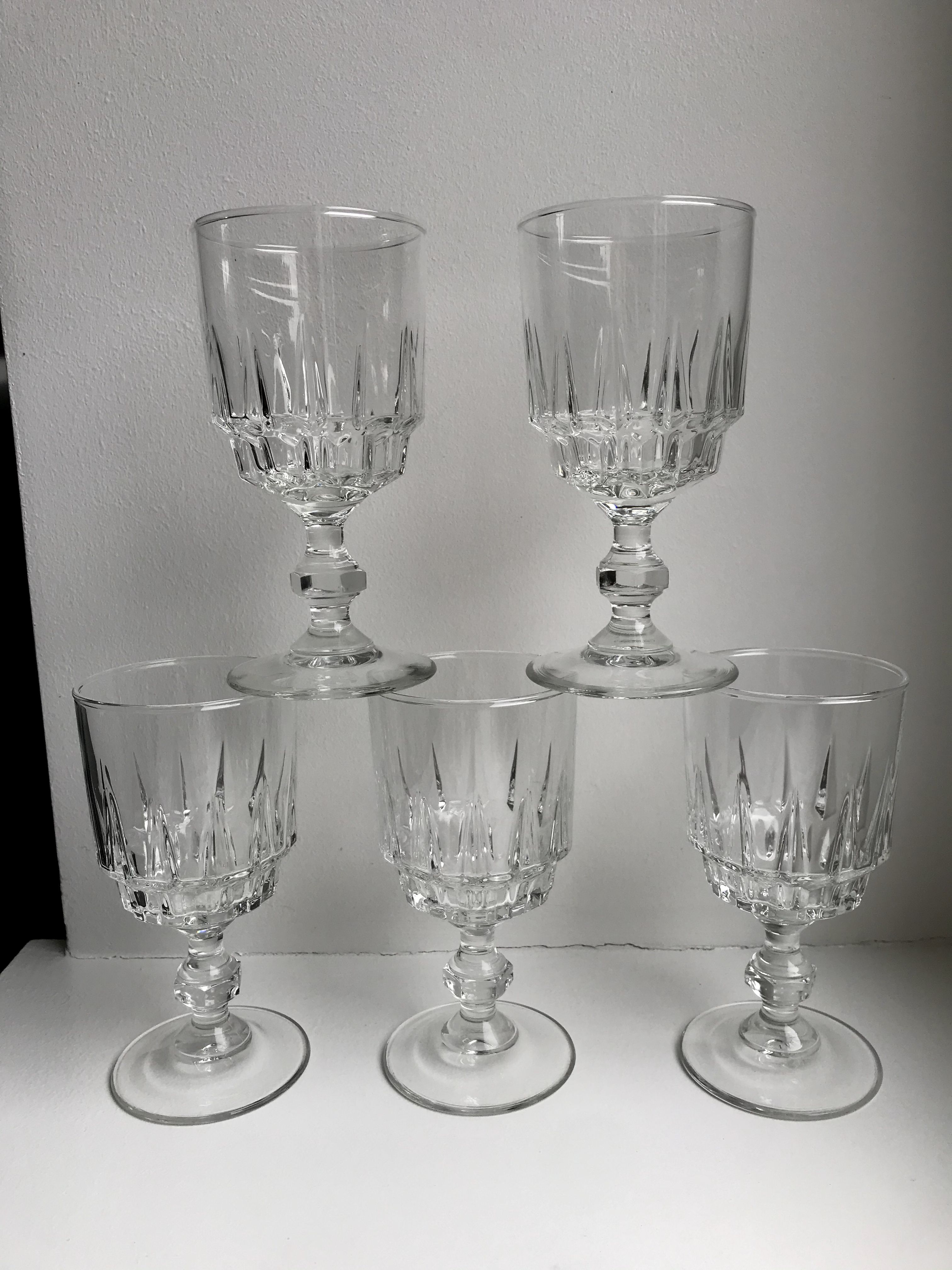 Set of 5 crystal wine glasses 50-60s