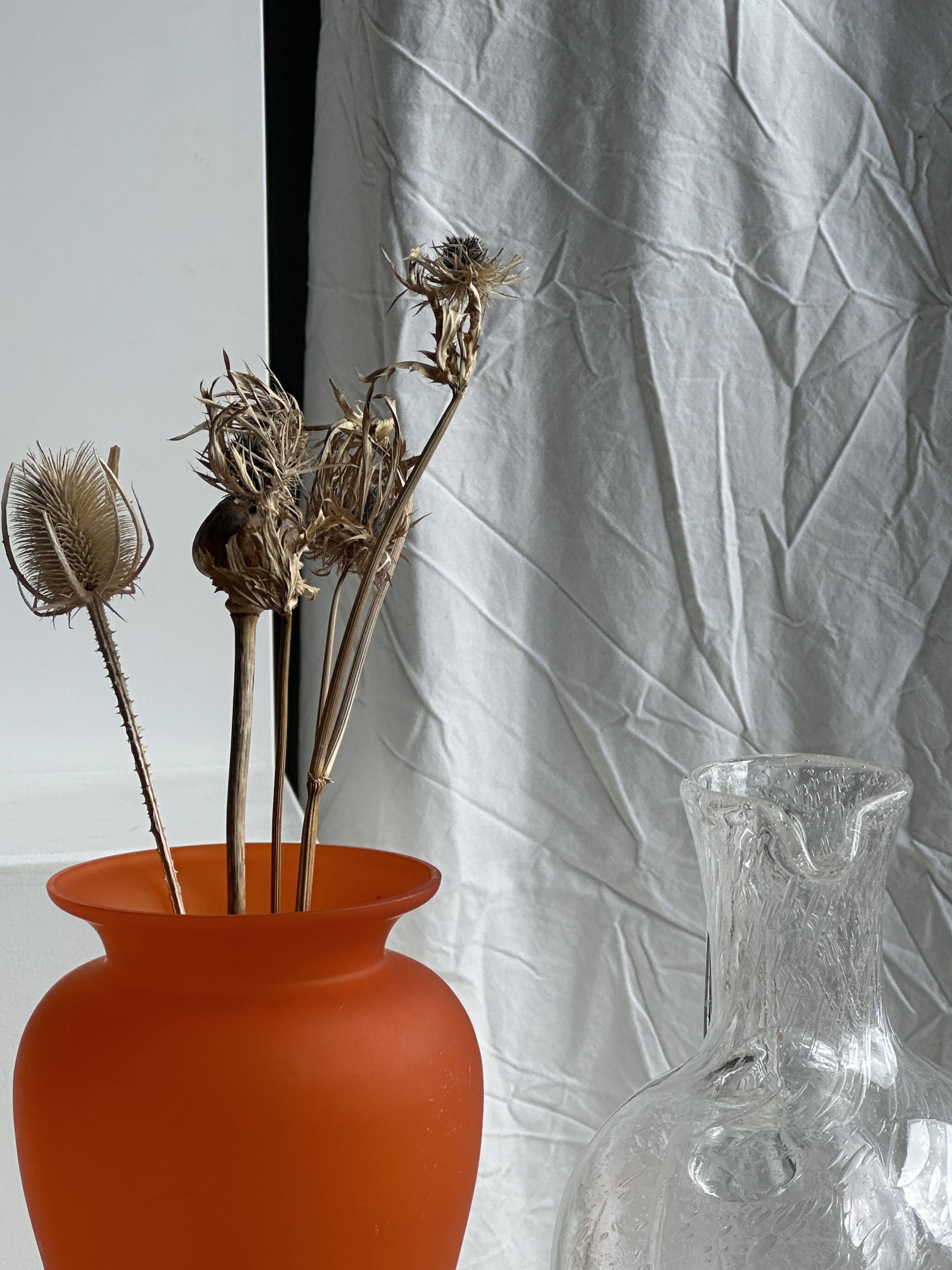 Large blown glass carafe with ice cube compartment Biot