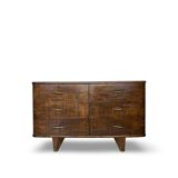 A vintage Italian chest of drawers, made of veneered walnut and solid wood,