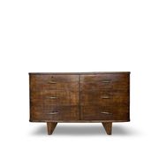 A vintage Italian chest of drawers, made of veneered walnut and solid wood,