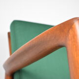 Scandinavian armchair "Stefan", restored, 60s, green bottle velvet