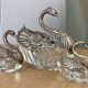 Crystal/silver metal set -pepper-salt-gravy boat – swan