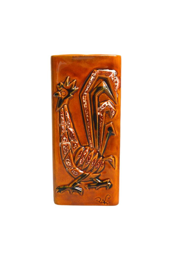 Rooster wall vase in stoneware