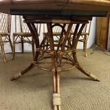 Set of table and 4 chairs in bamboo and rattan, 1960