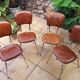 Lot of 4 vintage chairs in skai camel croc effect