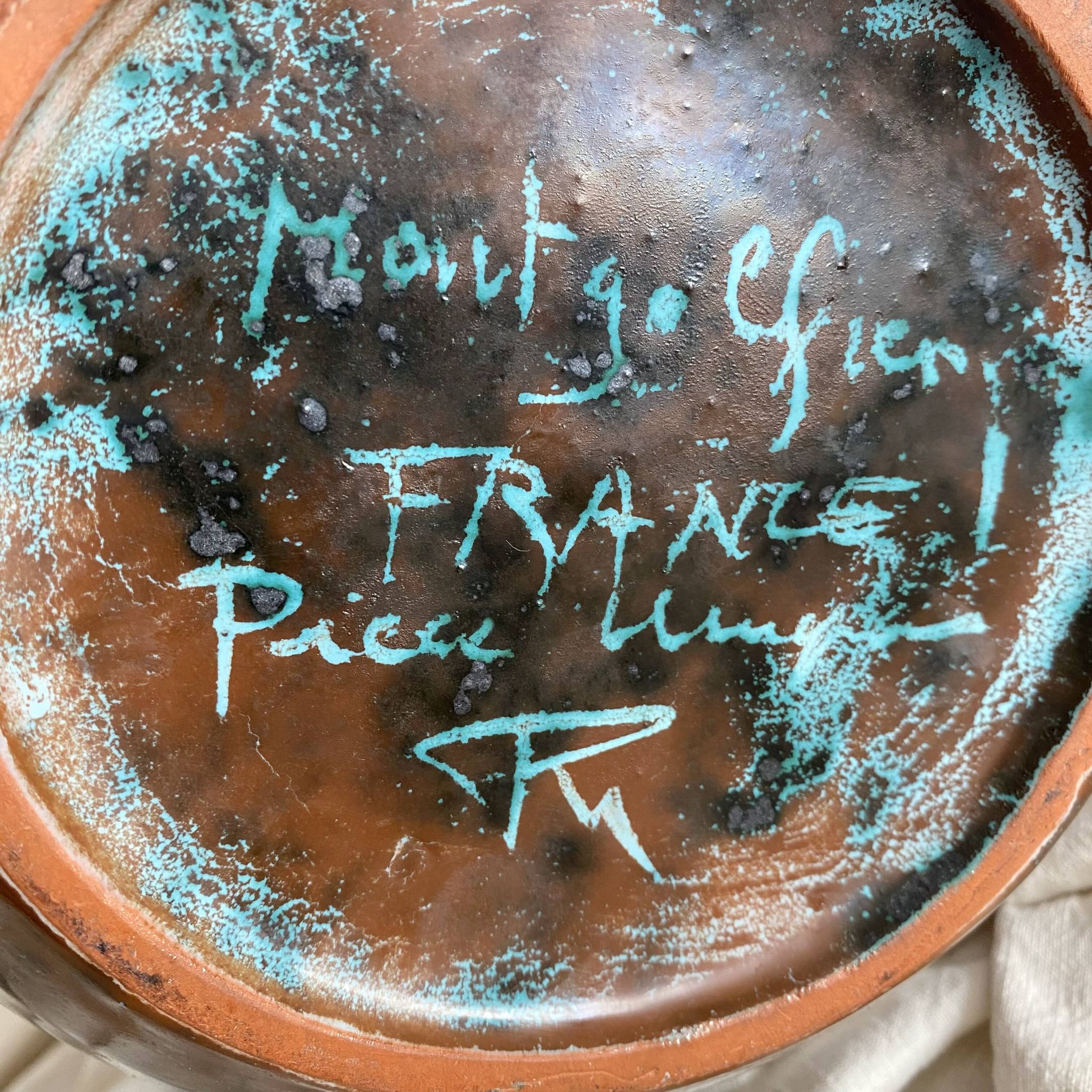 Vase en céramique fait main Mongolfier, signé Yvon Roy 1960