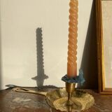 Brass hand candle holder with Egyptian decorations