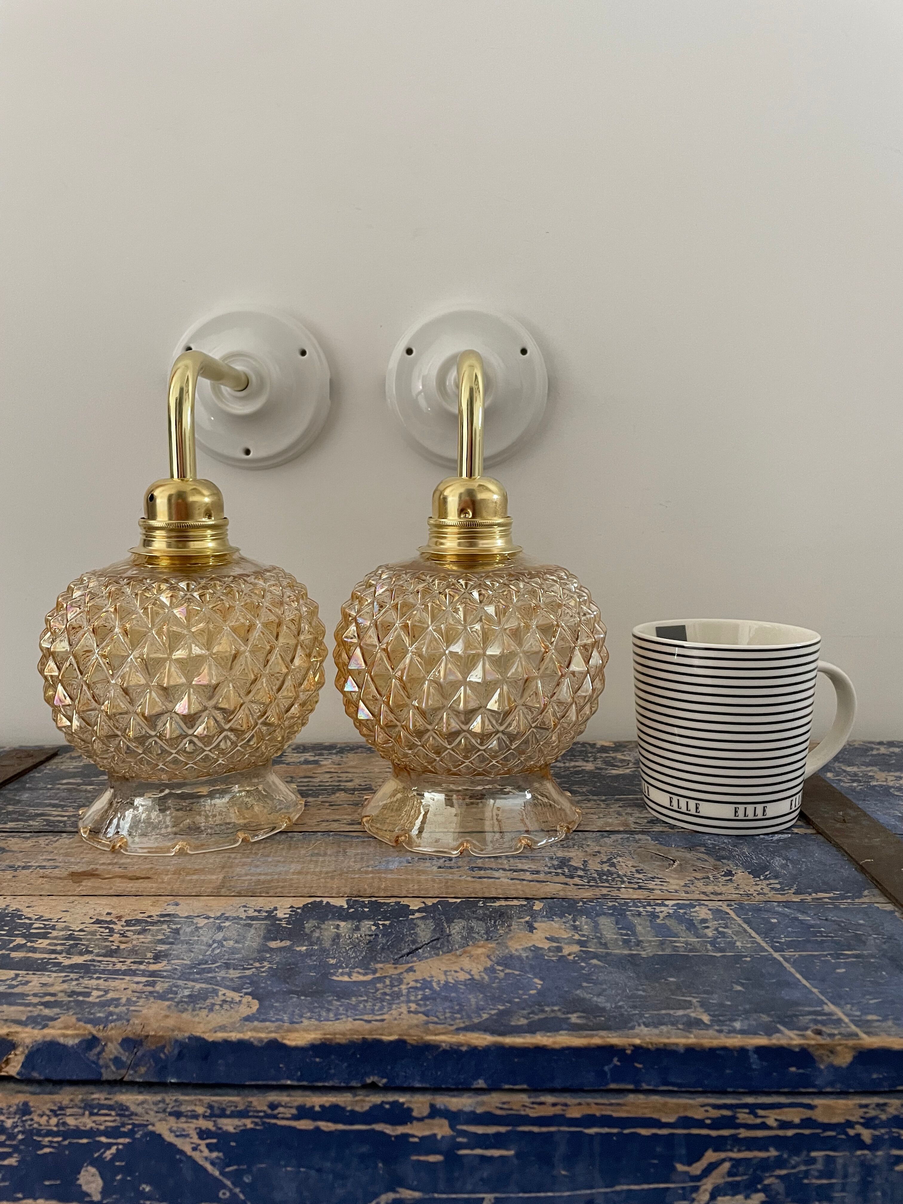Set of vintage gold wall lights