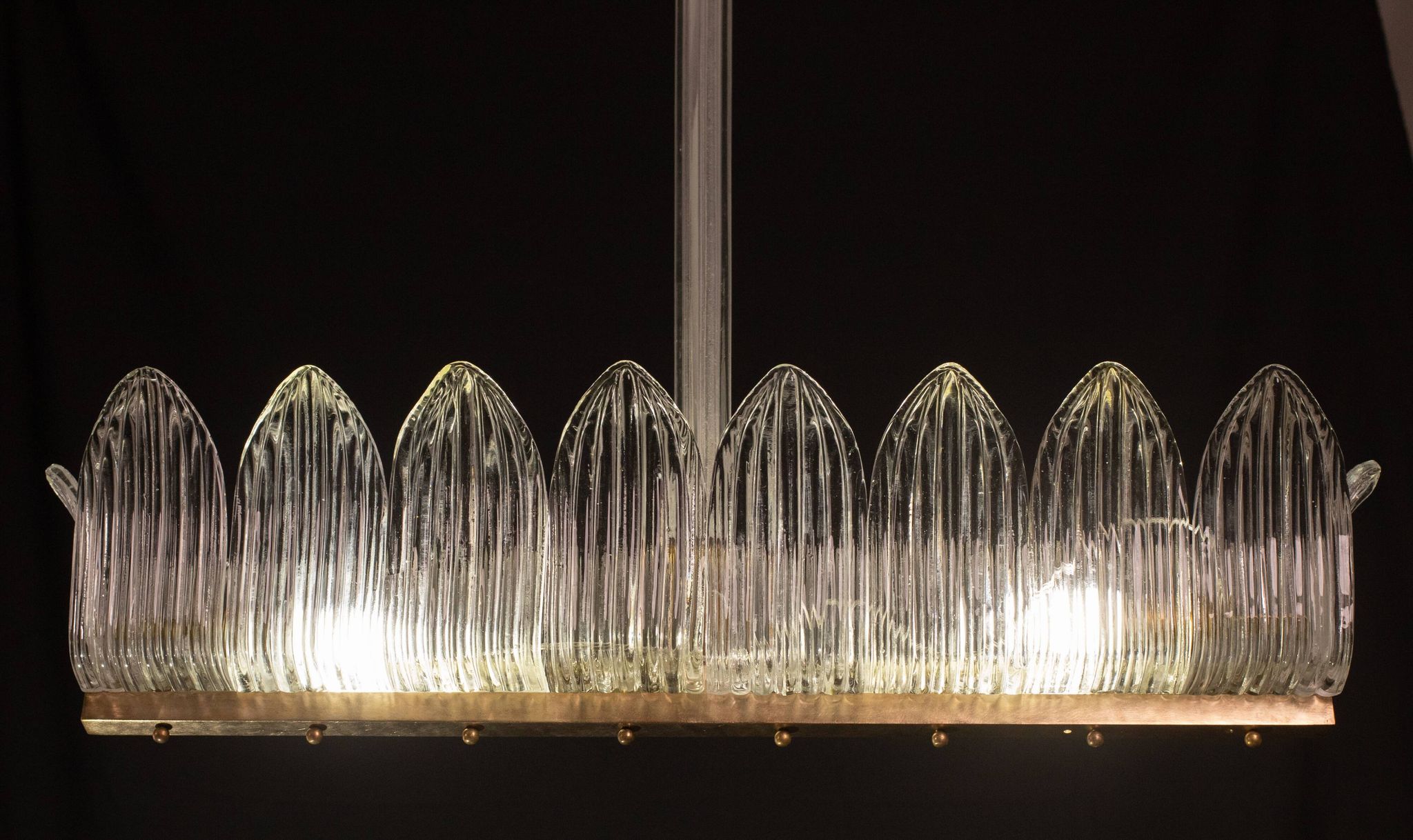 Luxury Large Size Art Decò Chandelier By Barovier e Toso, Murano Glass, 1940