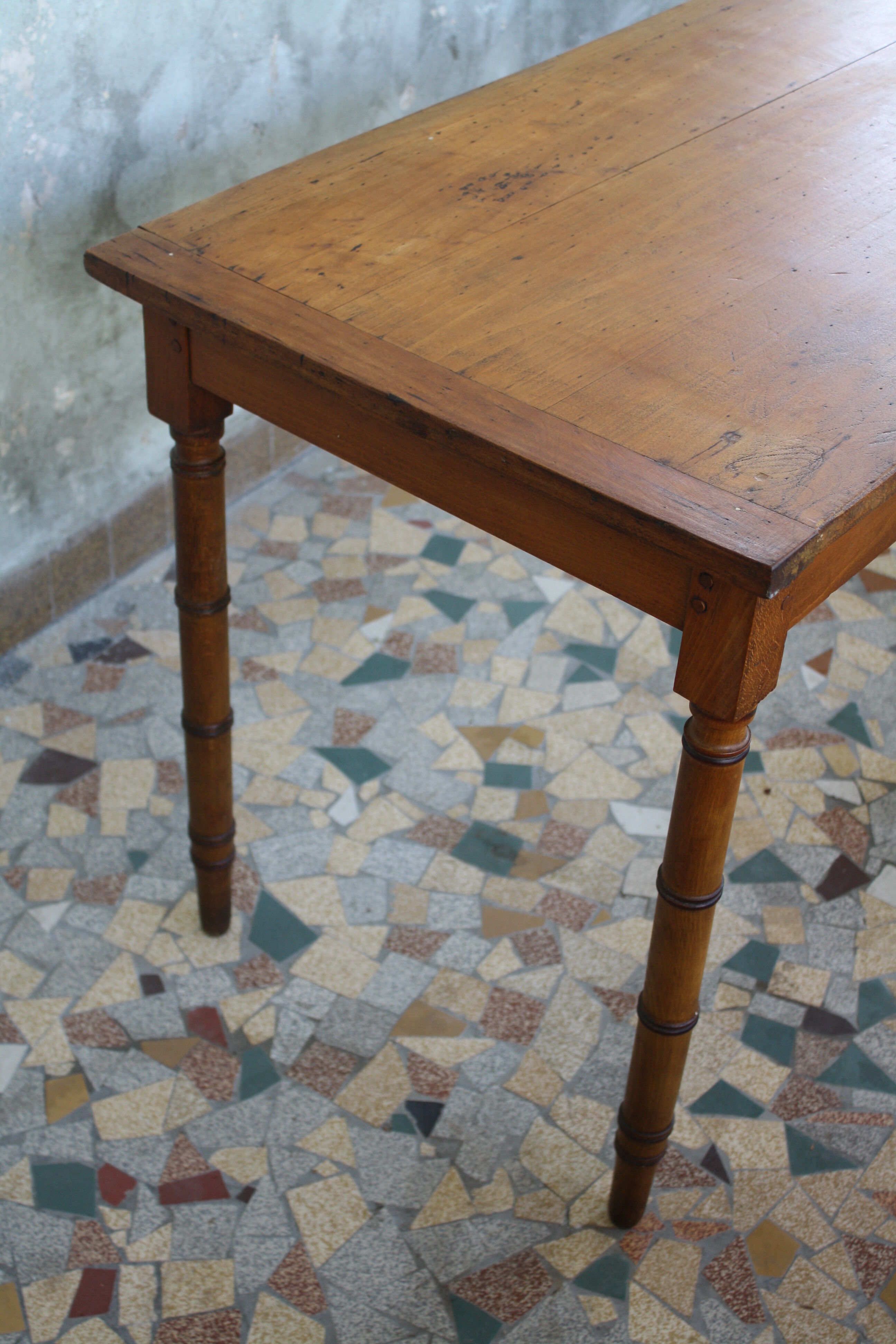 Pitch pine desk false bamboo Napoleon III