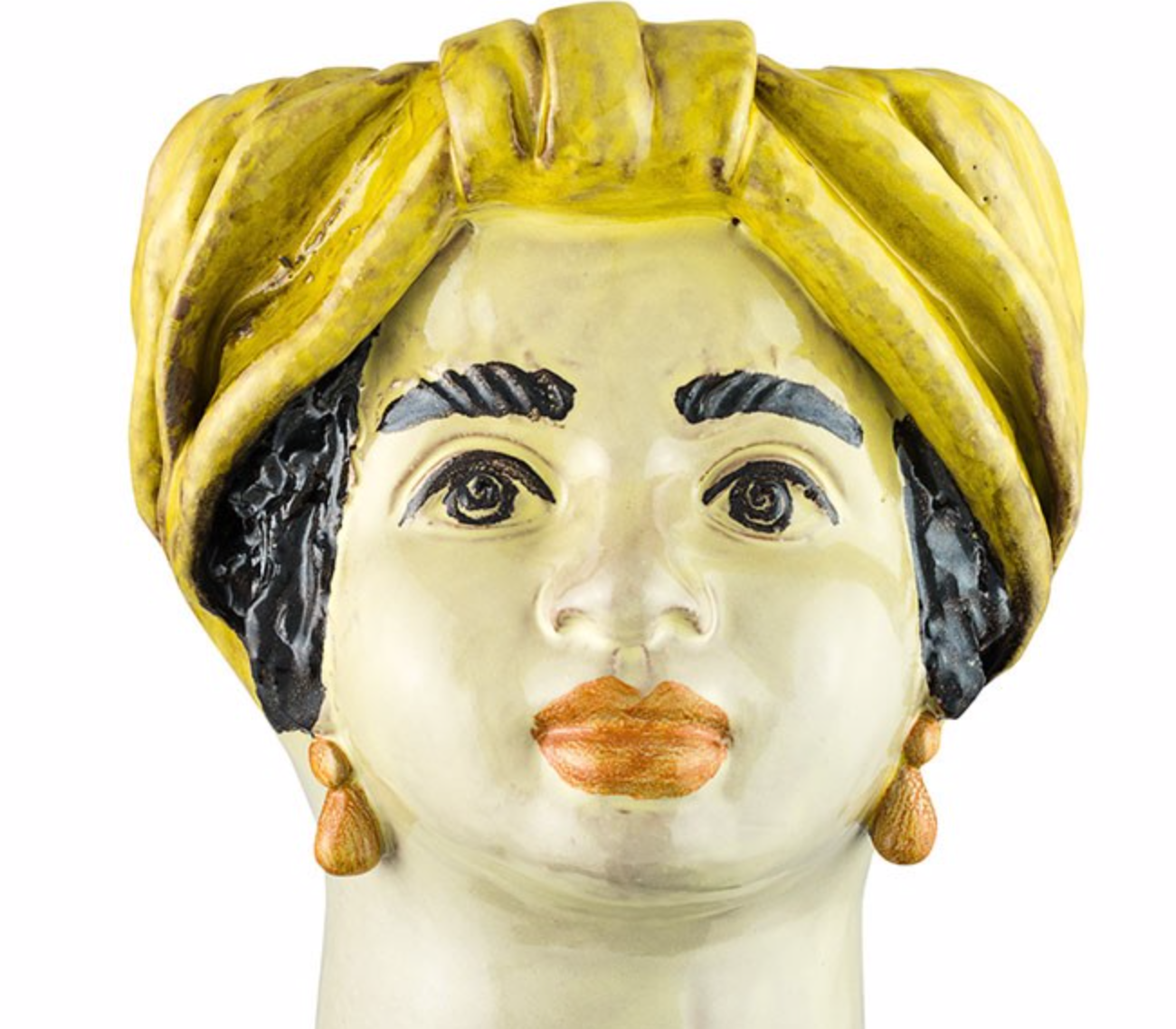 Medium yellow woman head vase