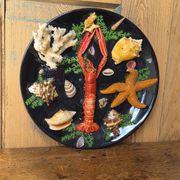 Unusual vintage wall plate seafood curiosity cabinet