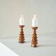 Pair of Scandinavian lacquered wooden candle holders