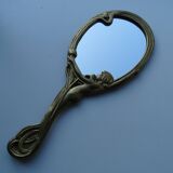 Hand-facing mirror bronze art nouveau style 1920
