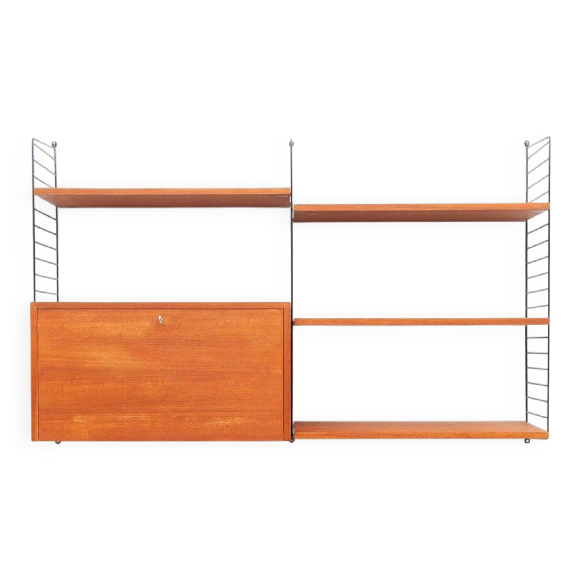 String teak wall shelf by Kajsa & Nisse Strinning, 1950s