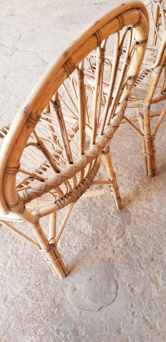 Three vintage rattan chairs