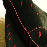 Convertible sofa in black velvet, 80s