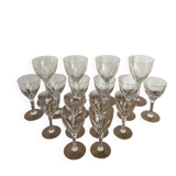 Set of 16 Nestor crystal glasses from Saint Lambert.