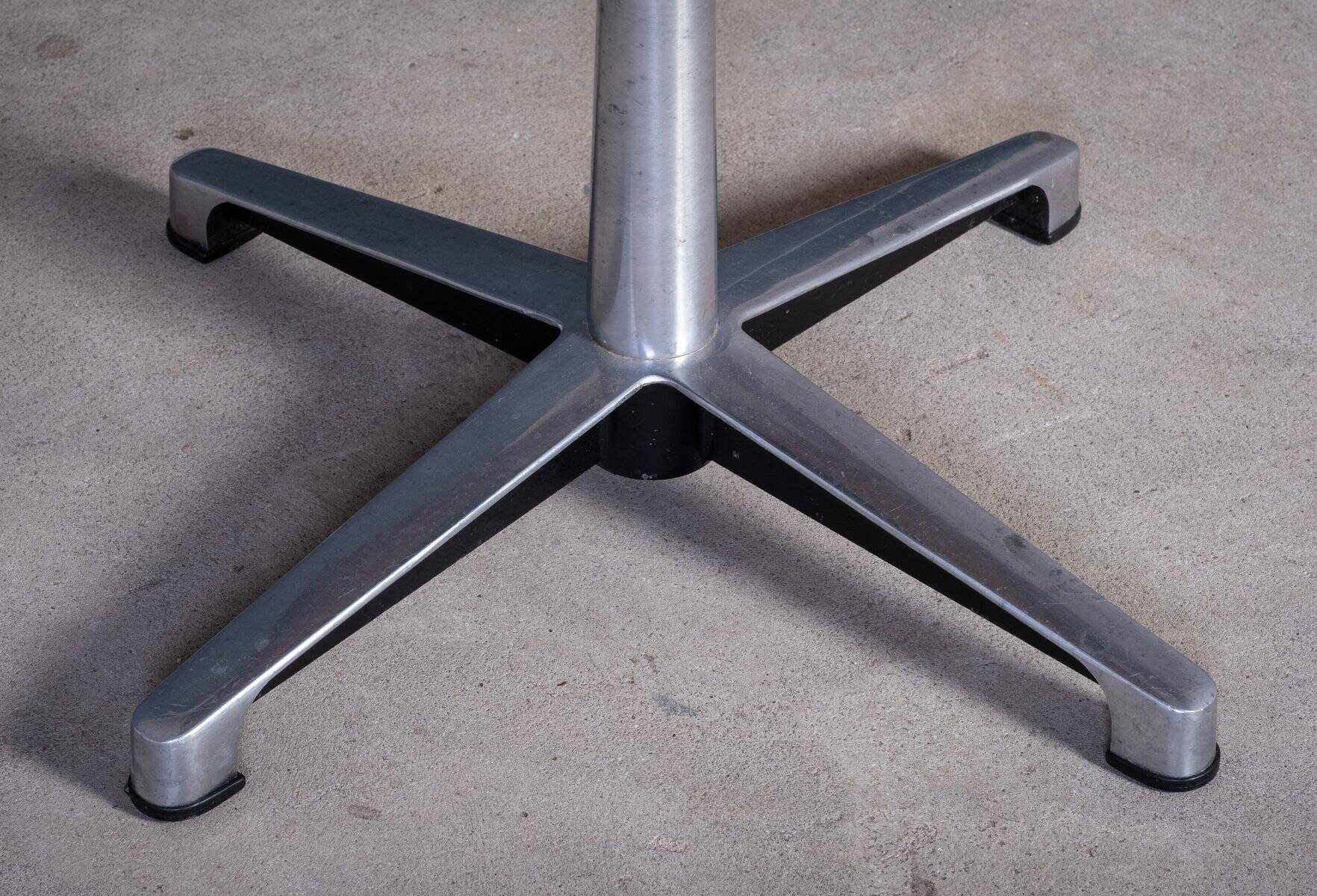 Teak Swivel Stool with Black Leather Seat, 1960s