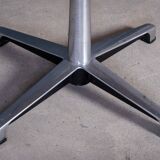 Teak Swivel Stool with Black Leather Seat, 1960s