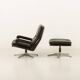 Fauteuil lounge vintage avec tabouret par André Vandenbrouck