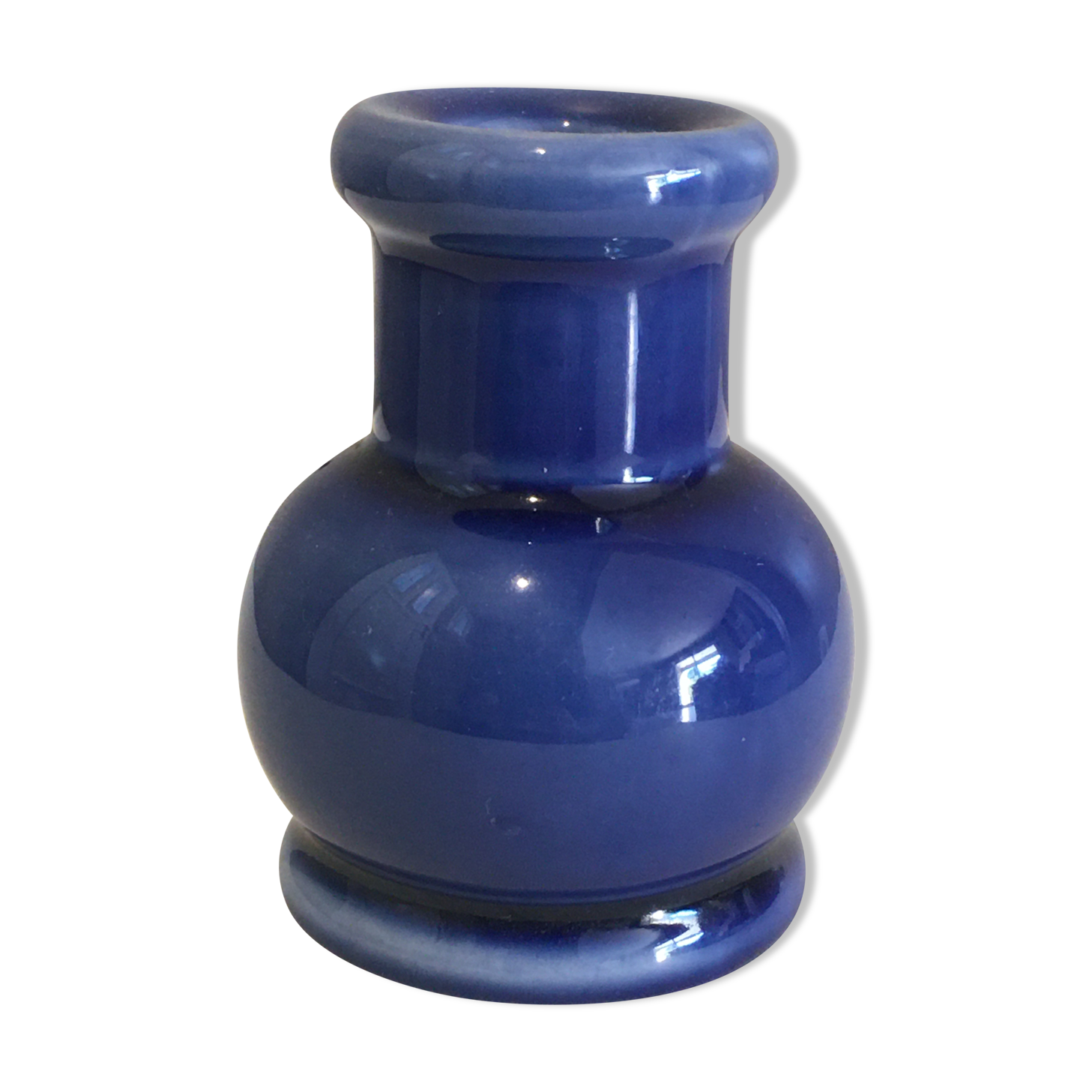 Blue ceramic candlestick