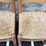 Straw seated wooden chairs