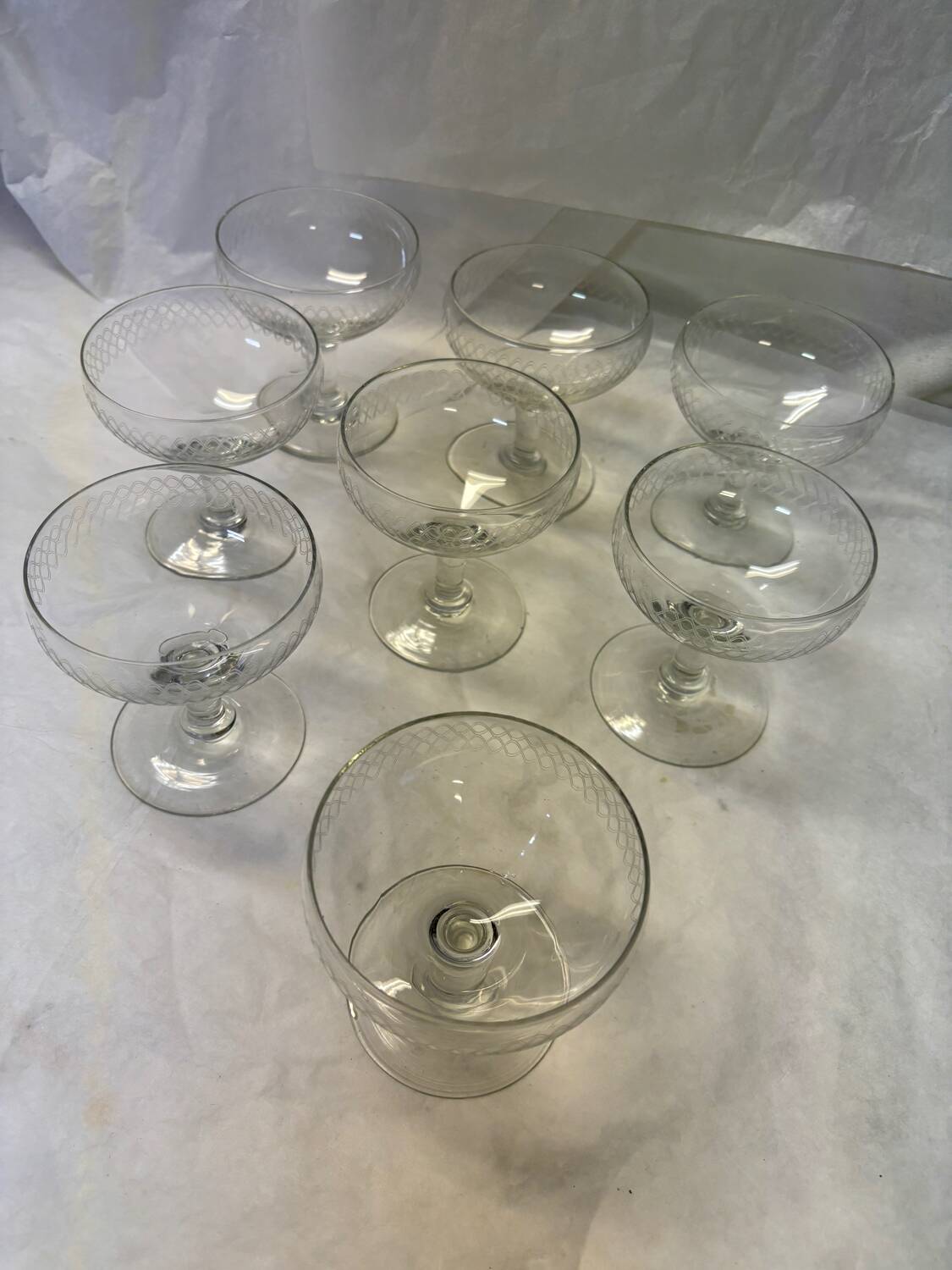 Set of 8 vintage champagne glasses