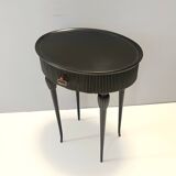 Table d'appoint, table de chevet ovale en hêtre noir ébénisé, Italie