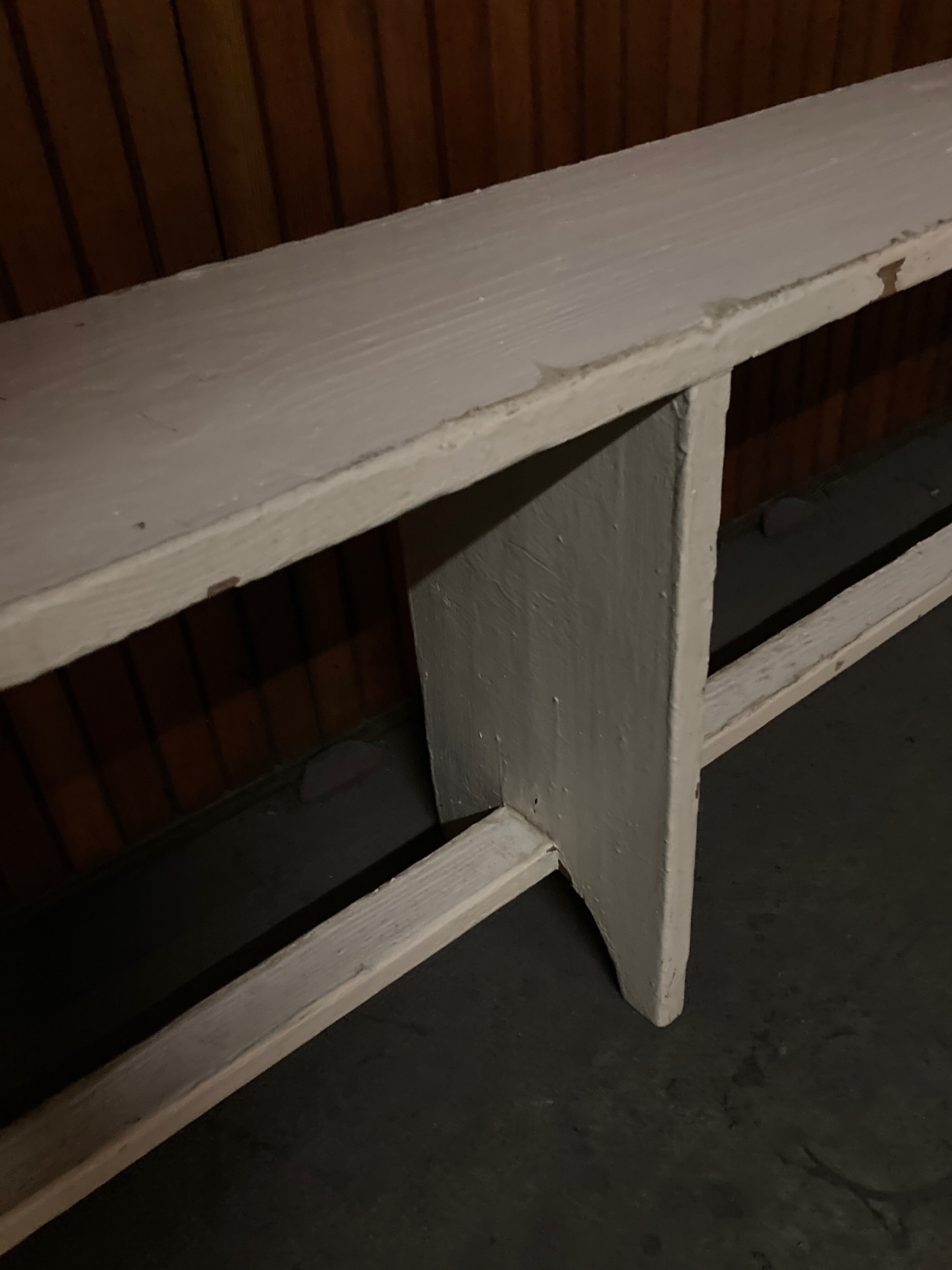 White lacquered wooden farm bench L 200cm