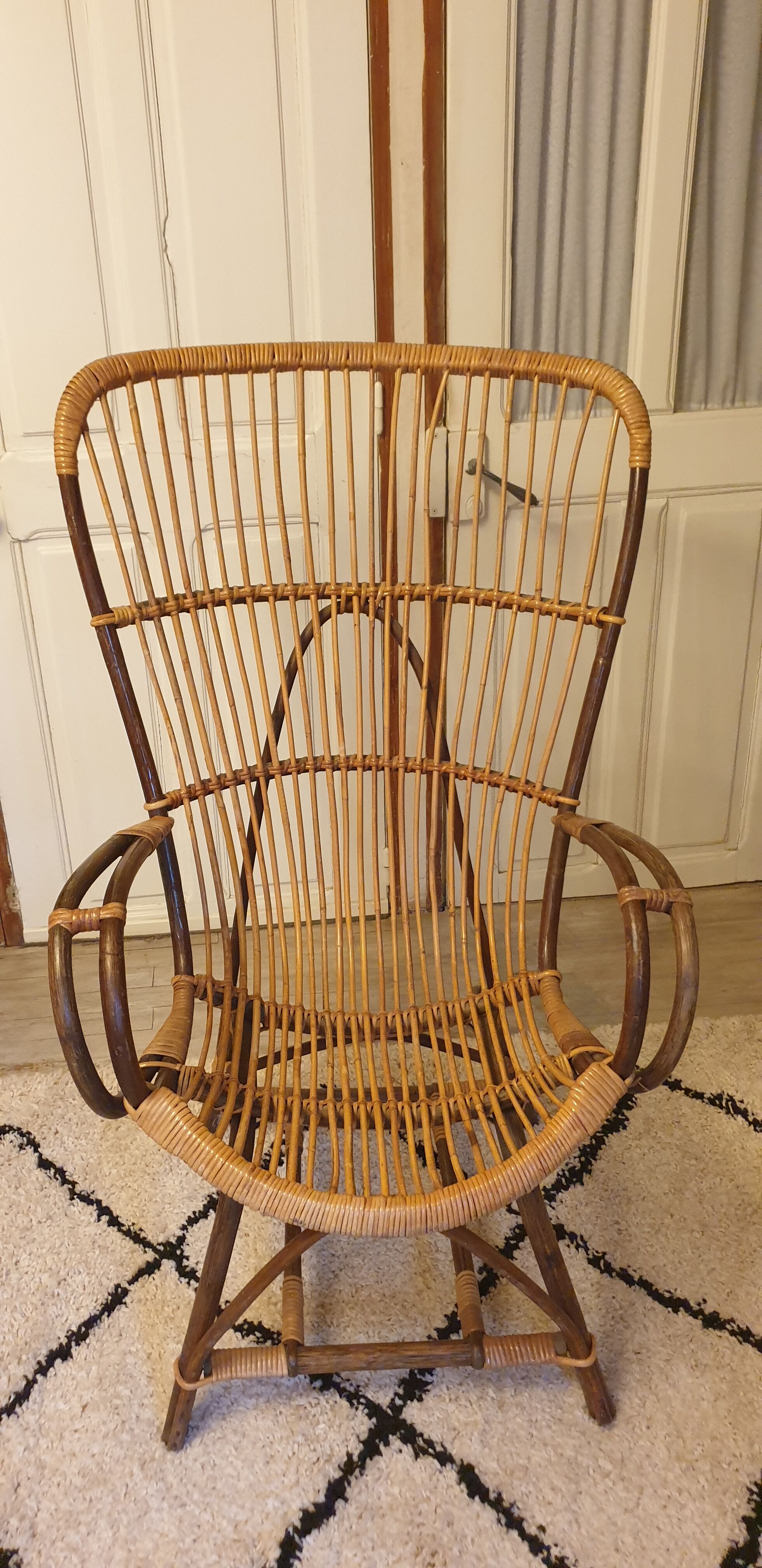 Pair of rattan armchairs