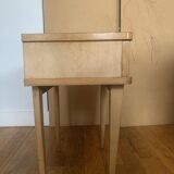 Vintage bedside table in blond wood