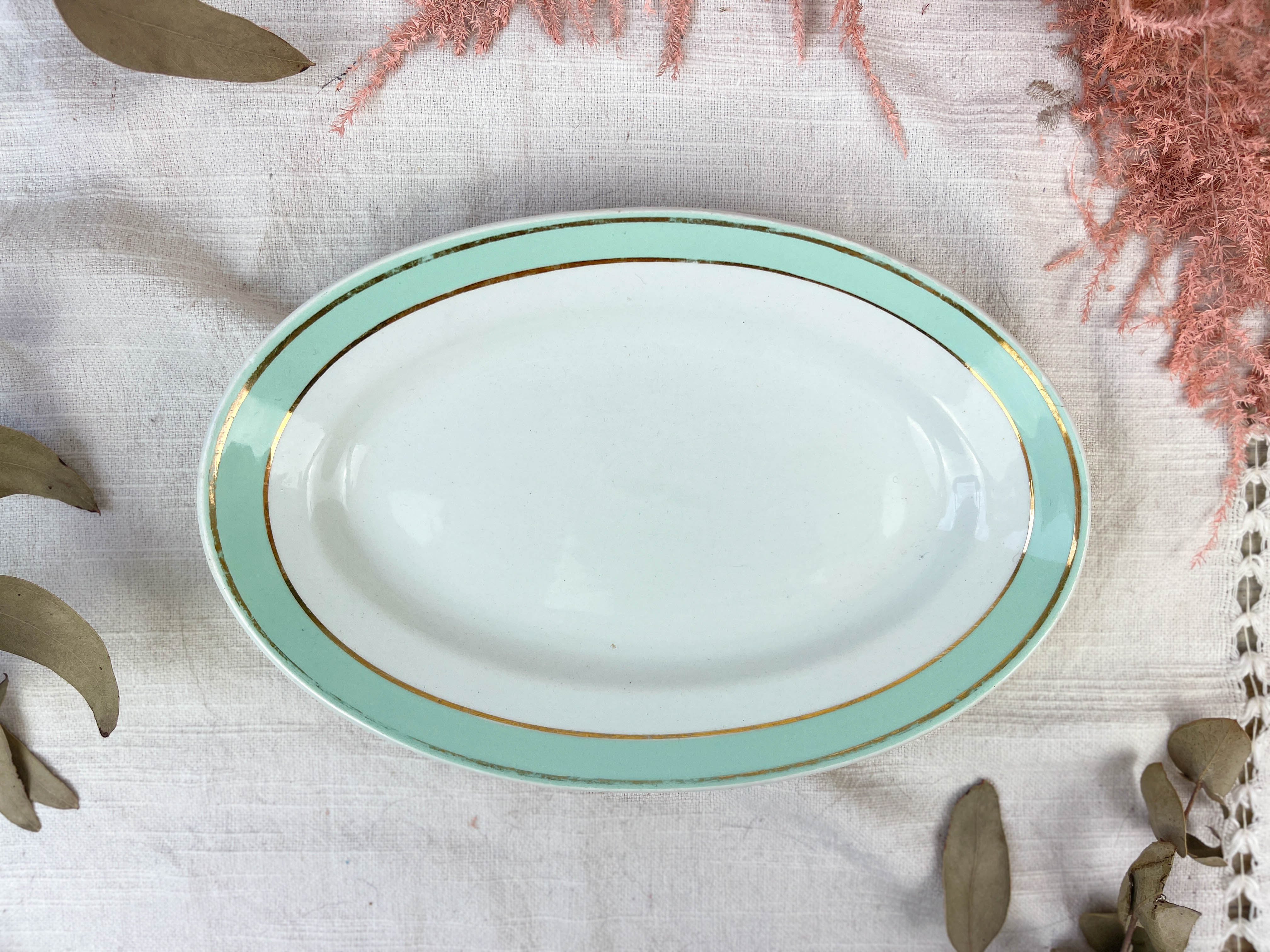 Ravier luneville "dauphine" porcelaine blanc vert