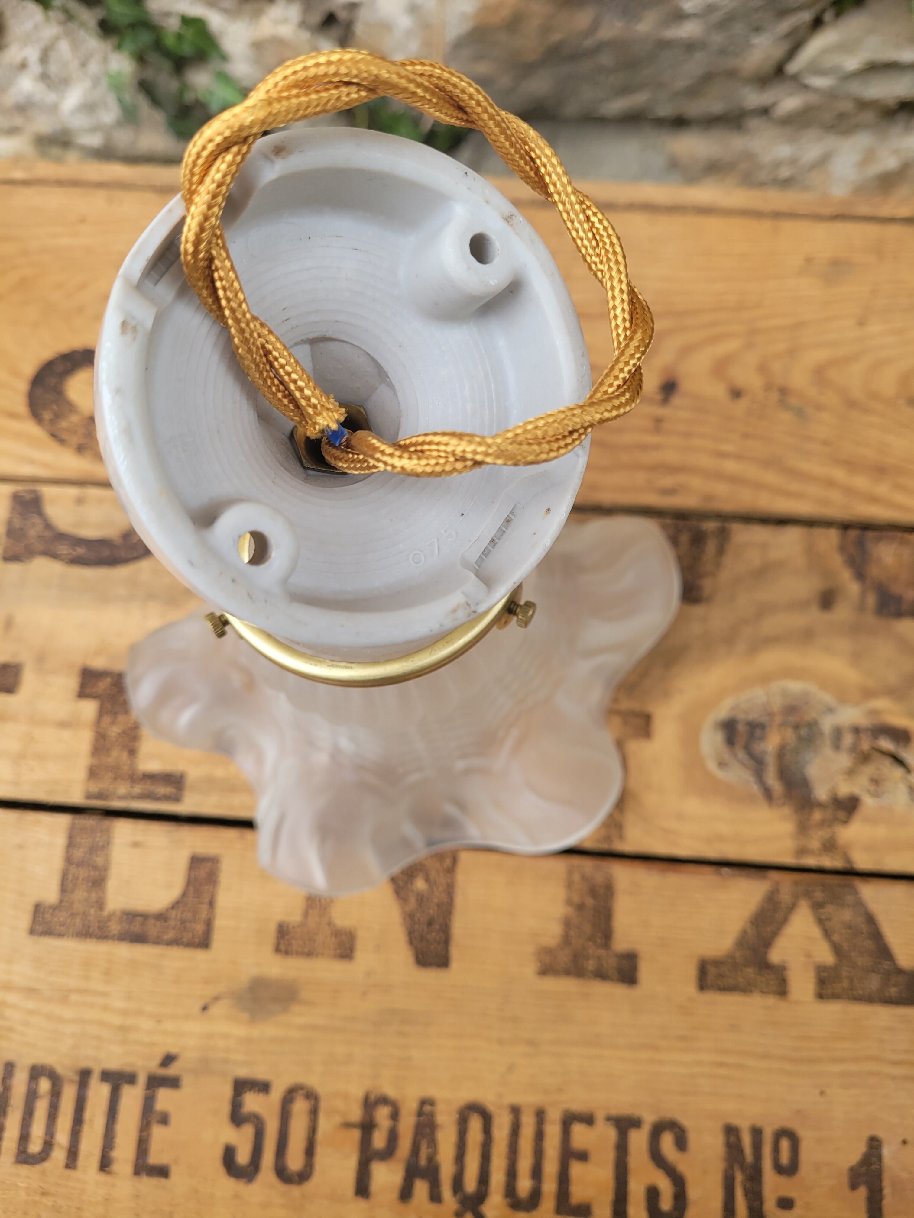 Glass and porcelain tulip sconce