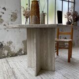 Octagonal travertine coffee table